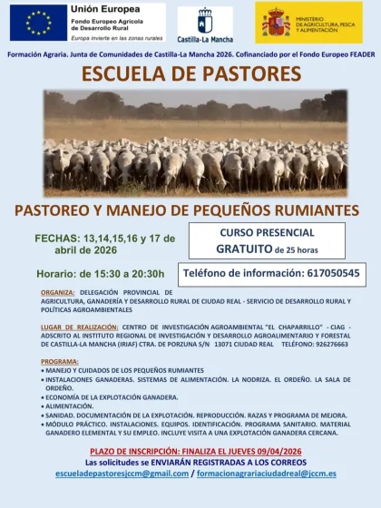 Abierto el plazo para la Escuela de Pastores de Castilla-La Mancha: Tradición, Futuro y Relevo Generacional